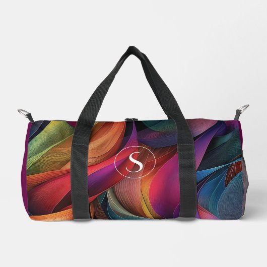 Lebhaftes Abstraktes Muster, Monogramm Duffle Bag (Vorderseite)
