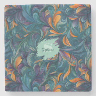 Lebhaftes Abstraktes Paisley-Inspiriert Muster (2) Steinuntersetzer