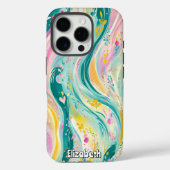 Lebhaftes Abstraktes Ping und Aquamarine Wirbel Case-Mate iPhone Hülle (Rückseite)