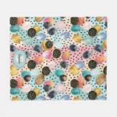 Lebhaftes Abstraktes Pinselstrich und Polka Dot Pa Fleecedecke (Vorderseite (Horizontal))