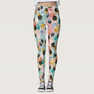 Lebhaftes Abstraktes Pinselstrich und Polka Dot Pa Leggings