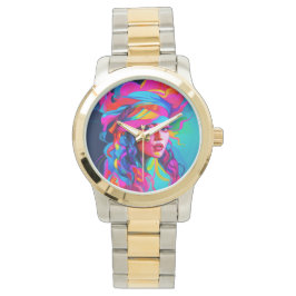 Lebhaftes Abstraktes Portrait Armbanduhr