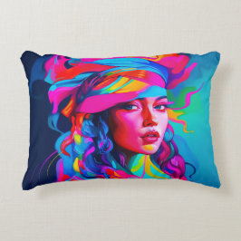 Lebhaftes Abstraktes Portrait Dekokissen