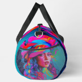 Lebhaftes Abstraktes Portrait Duffle Bag (Rechts)
