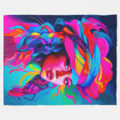 Lebhaftes Abstraktes Portrait Fleecedecke (Vorderseite (Horizontal))