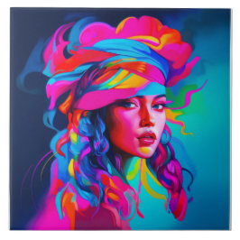 Lebhaftes Abstraktes Portrait Fliese