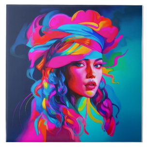 Lebhaftes Abstraktes Portrait Fliese