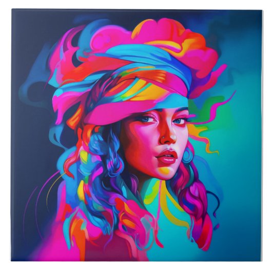 Lebhaftes Abstraktes Portrait Fliese (Vorderseite)