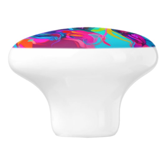 Lebhaftes Abstraktes Portrait Keramikknauf (Seitenansicht)