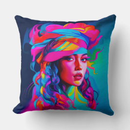 Lebhaftes Abstraktes Portrait Kissen