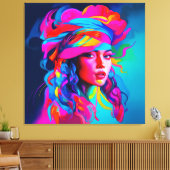 Lebhaftes Abstraktes Portrait Leinwanddruck (Insitu (Wohnzimmer))