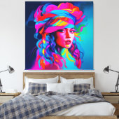 Lebhaftes Abstraktes Portrait Leinwanddruck (Insitu (Schlafzimmer))