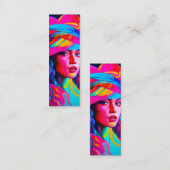 Lebhaftes Abstraktes Portrait-Lesezeichen Mini Visitenkarte (Vorne/Hinten)