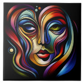 Lebhaftes Abstraktes Portrait mit farbenfrohen Str Fliese (Vorderseite)