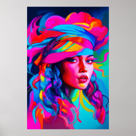 Lebhaftes Abstraktes Portrait Poster