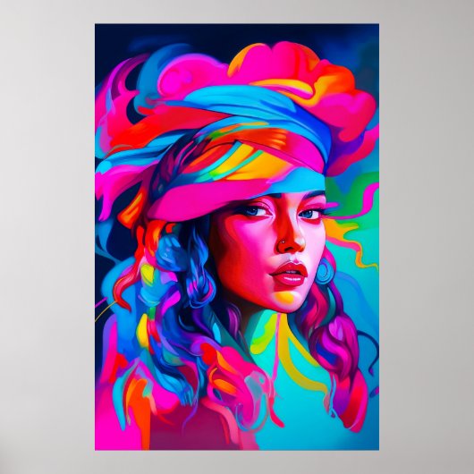 Lebhaftes Abstraktes Portrait Poster (Vorne)