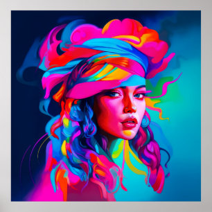 Lebhaftes Abstraktes Portrait Poster