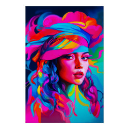 Lebhaftes Abstraktes Portrait Poster