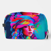 Lebhaftes Abstraktes Portrait Waschbeutel (Vorderseite)