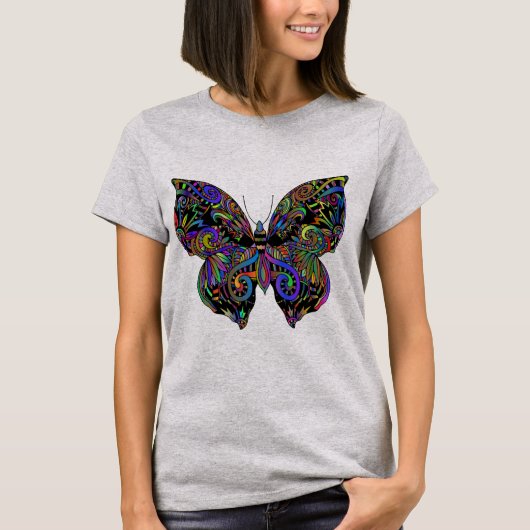 Lebhaftes Abstraktes Schmetterlingsdesign T-Shirt (Vorderseite)