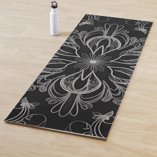 Lebhaftes Abstraktes Schwarz und Grau Yogamatte (Beispiel)