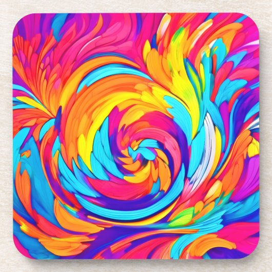 Lebhaftes Abstraktes Swirl Artwork Getränkeuntersetzer (Vorderseite)