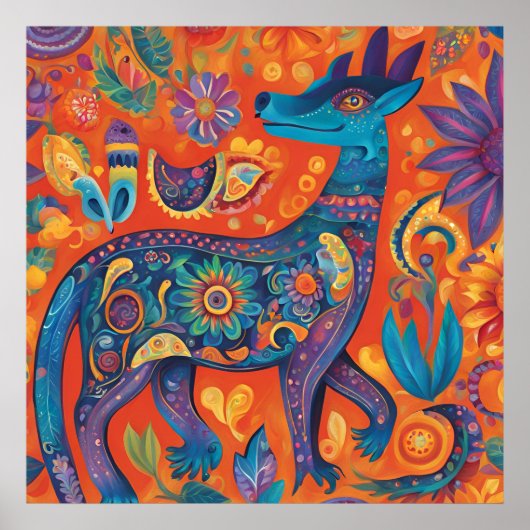 Lebhaftes Alebrijes-Design in traditionell mexikan Poster (Vorne)
