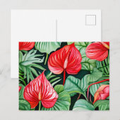 Lebhaftes Anthurium Wasserfarbmuster Postkarte (Vorne/Hinten)