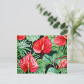 Lebhaftes Anthurium Wasserfarbmuster Postkarte (Stehend Vorderseite)