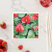 Lebhaftes Anthurium Wasserfarbmuster Serviette (Beispiel)
