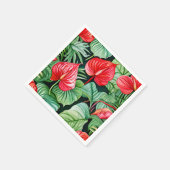 Lebhaftes Anthurium Wasserfarbmuster Serviette (Ecke)