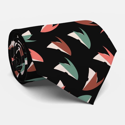 Lebhaftes aple Slice Fruit Pattern Schwarz Krawatte (Gerollt)