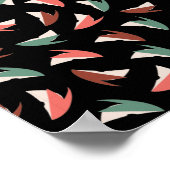 Lebhaftes aple Slice Fruit Pattern Schwarz Poster (Ecke)