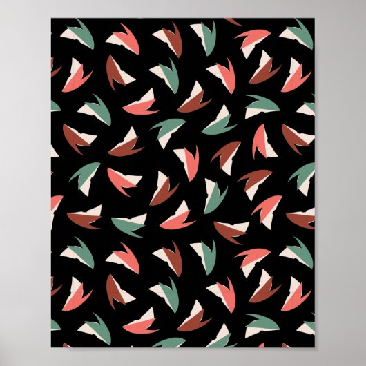 Lebhaftes aple Slice Fruit Pattern Schwarz Poster (Vorne)