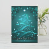 Lebhaftes Aquamarines Blaues Abstraktes Weihnachts Feiertagskarte (Stehend Vorderseite)