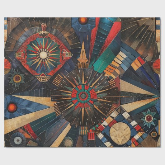 Lebhaftes Aquamarines Geschenk "Ancient Indigenous Geschenkpapier (Flach)