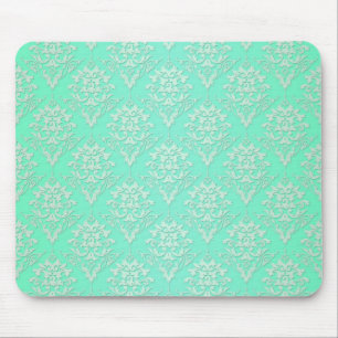 Lebhaftes Aquamarines Green Damask Muster Mousepad
