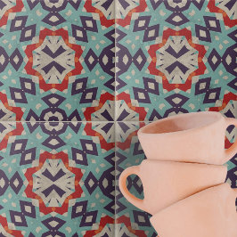 Lebhaftes Aquamarines rotes Beige geometrisches Mu Fliese