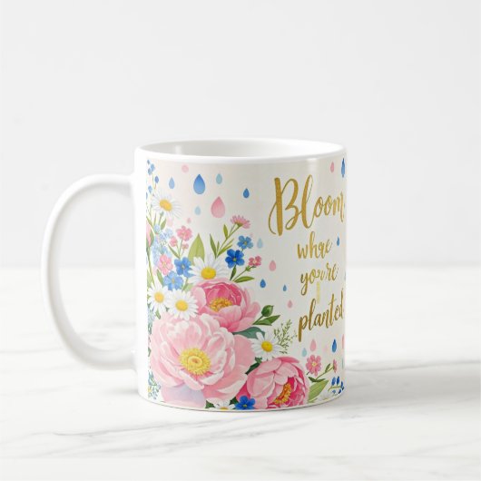 Lebhaftes Aquarellbouquet von Bauern, Molsen Kaffeetasse (Links)