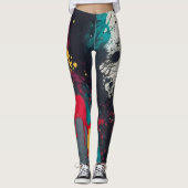 Lebhaftes Auge fängt Spritzer Tropfen Abstrakt Art Leggings (Vorderseite)