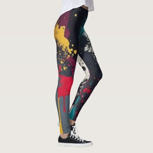 Lebhaftes Auge fängt Spritzer Tropfen Abstrakt Art Leggings (Rechts)