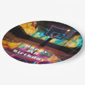 Lebhaftes Basketball Party Pappteller (Schrägansicht)