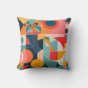 Lebhaftes Bauhaus Geometrisches Blumendesign Kissen