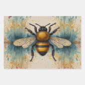 Lebhaftes Bee Watercolor-Muster Geschenkpapier Set (Vorderseite)