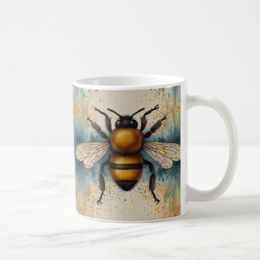 Lebhaftes Bee Watercolor-Muster Kaffeetasse (Rechts)