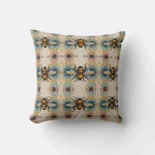 Lebhaftes Bee Watercolor-Muster Kissen