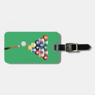 Lebhaftes Billard Spielball und Stock Gepäckanhänger