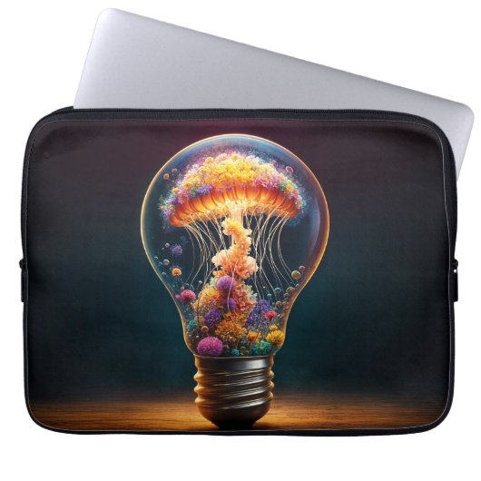 Lebhaftes biolumineszierendes Quallenglühen Laptopschutzhülle (Vorderseite)