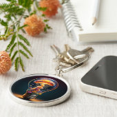 Lebhaftes biolumineszierendes Quallenglühen Schlüsselanhänger (Seite)