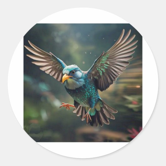 Lebhaftes Bird Tattoo-Design Runder Aufkleber (Vorderseite)